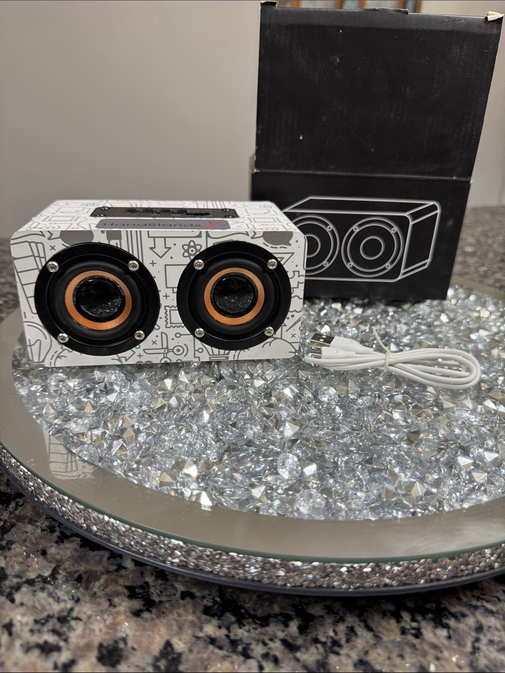 Portable White Bluetooth Speaker with Dual Drivers NEW